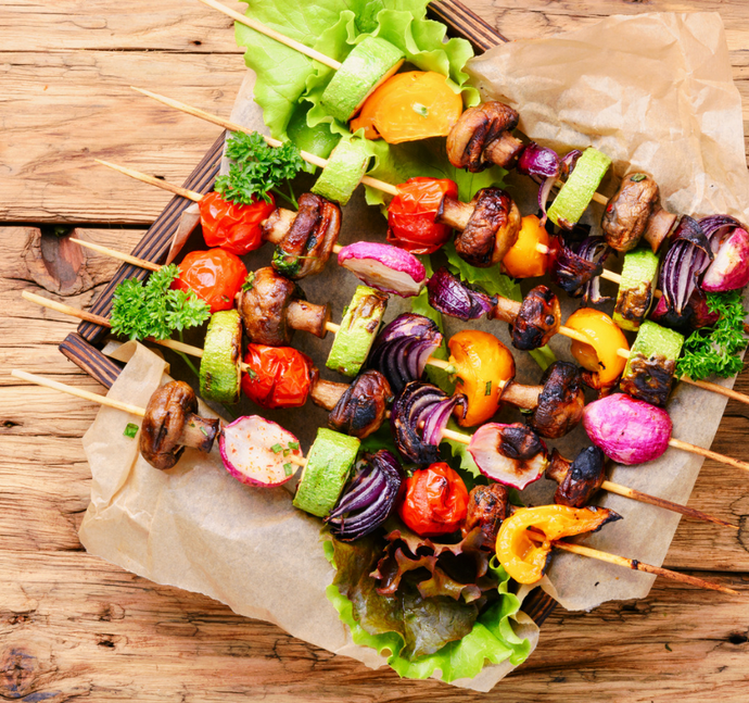 BBQ Veggie Chicken Skewers